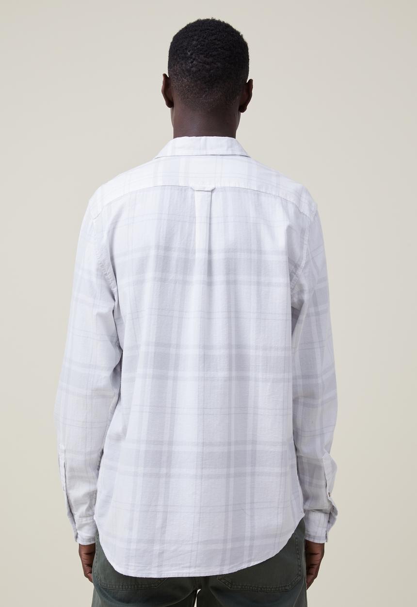 Cotton On - Camden long sleeve shirt - ecru bold check