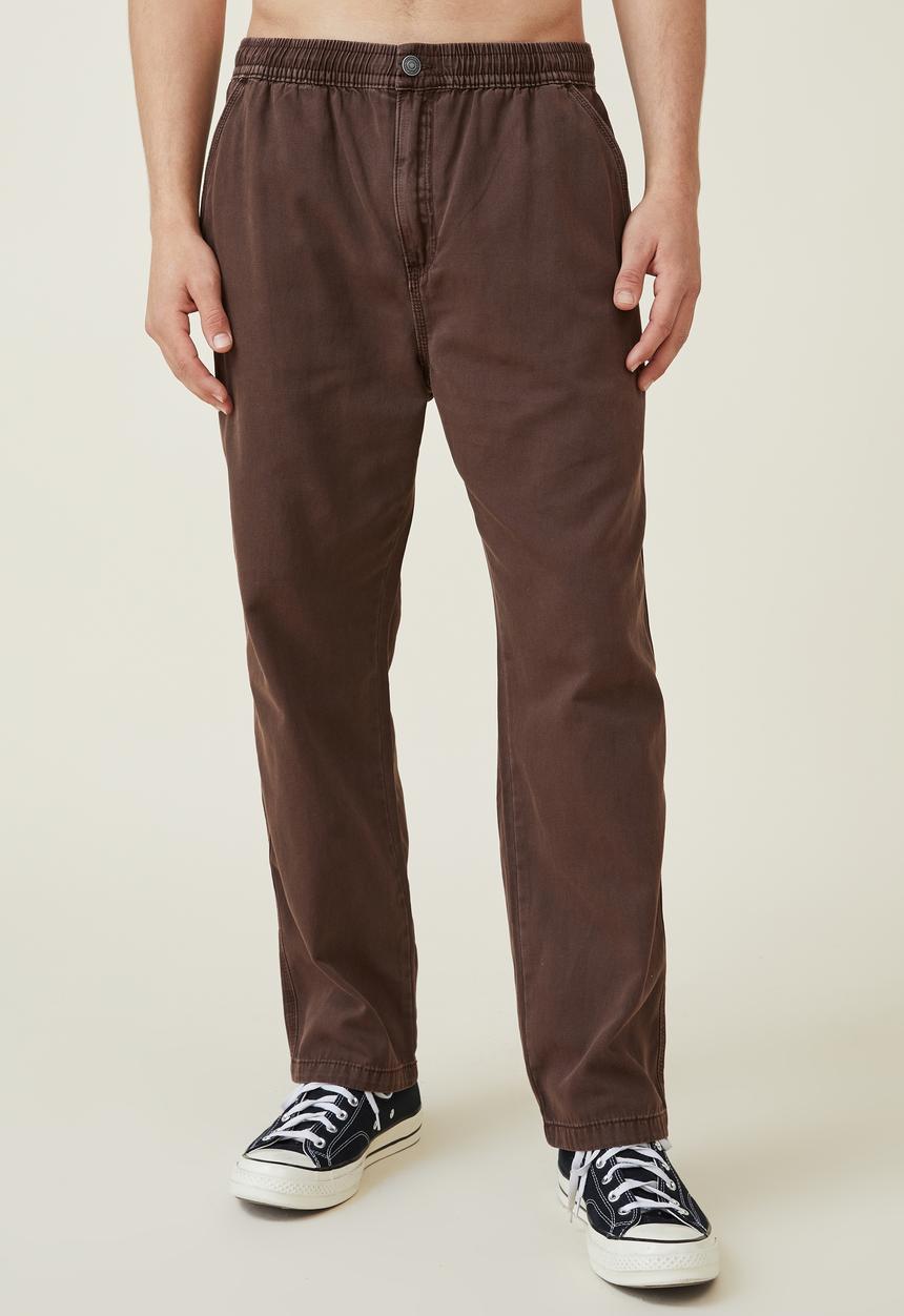 Cotton On - Elastic worker pant - chocolate brown