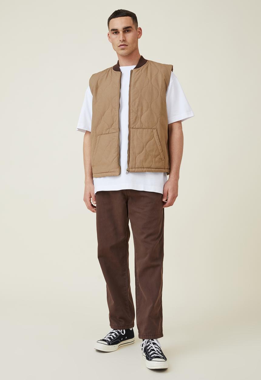Cotton On - Elastic worker pant - chocolate brown