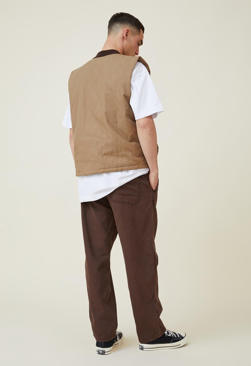 Cotton On - Elastic worker pant - chocolate brown