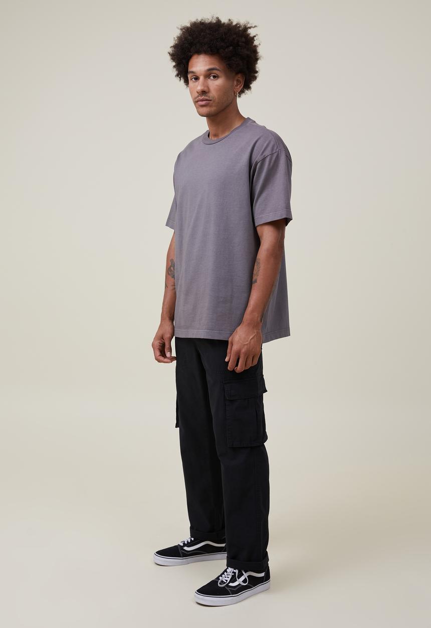 Cotton On - Elastic worker pant - washed black cargo