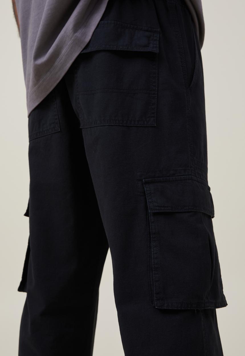 Cotton On - Elastic worker pant - washed black cargo