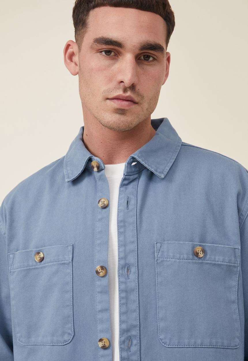 Cotton On - Heavy overshirt - chalk blue twill