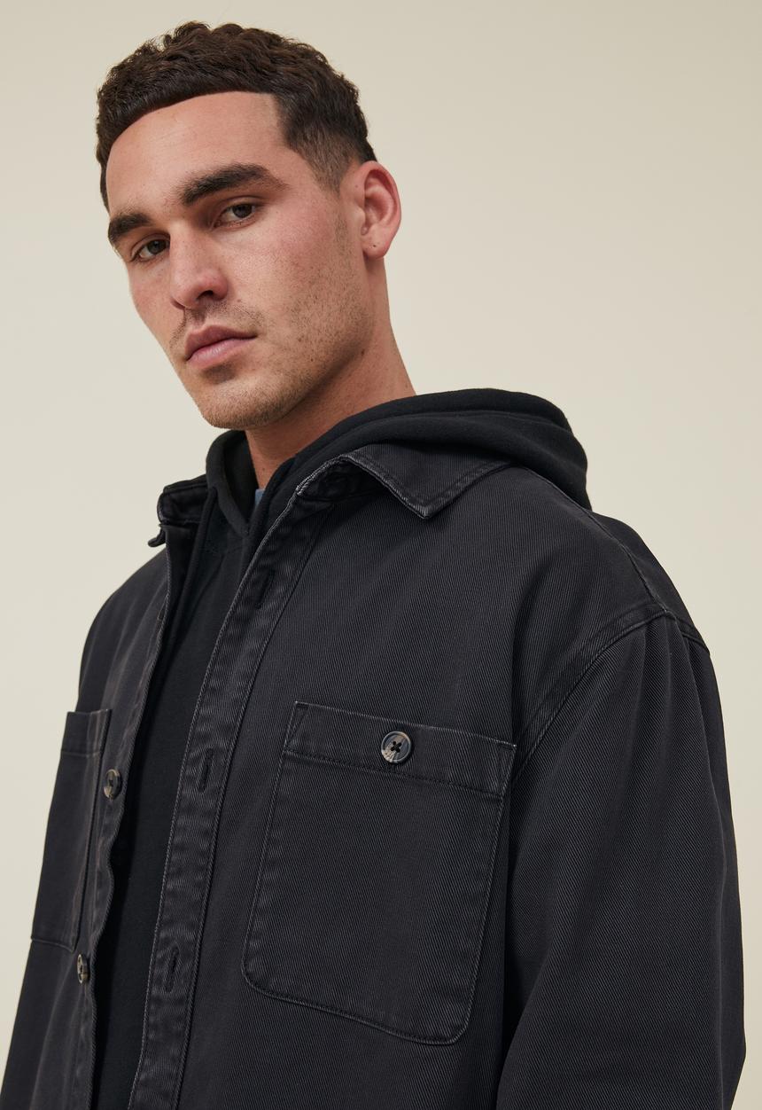 Cotton On - Heavy overshirt - grunge black twill