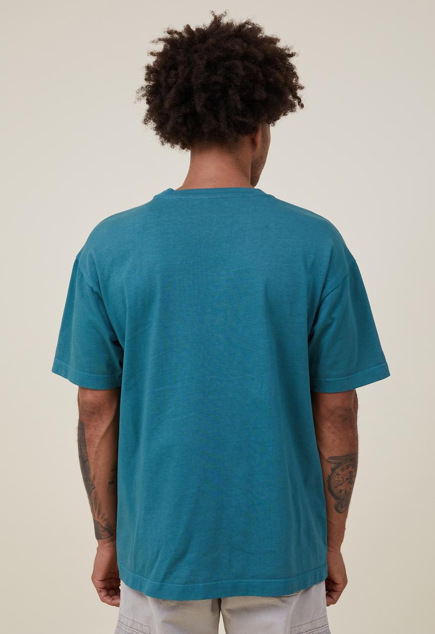 Cotton On - Heavy weight T-Shirt - deep sea teal contrast/weekend studio stack