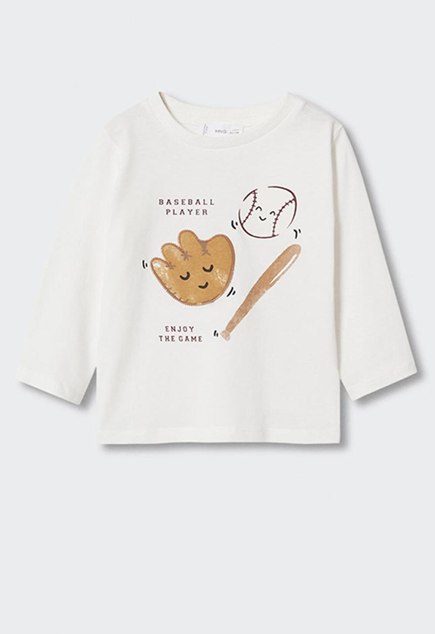 MANGO - T-shirt  baseball - white
