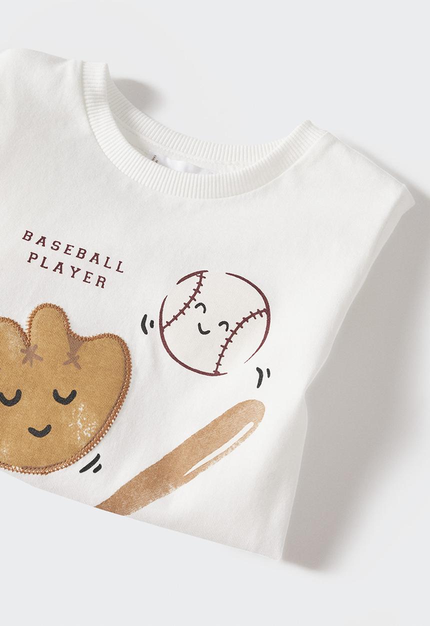 MANGO - T-shirt  baseball - white