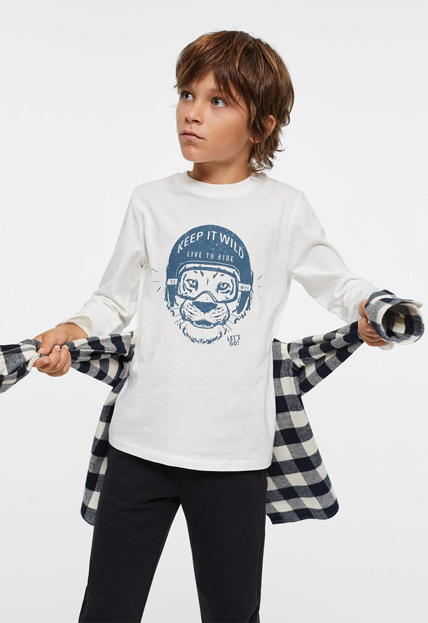 MANGO - T-shirt  motorful - white