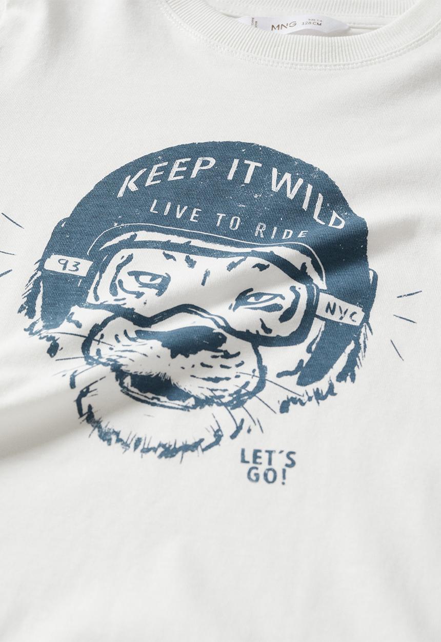 MANGO - T-shirt  motorful - white