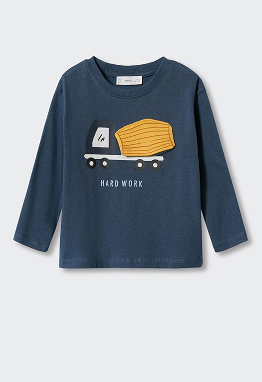 MANGO - T-shirt  build - navy