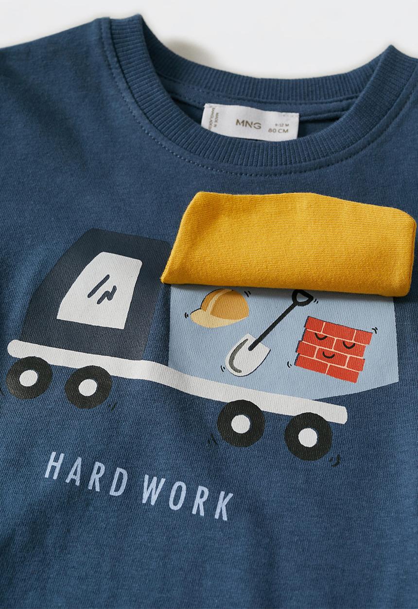 MANGO - T-shirt  build - navy