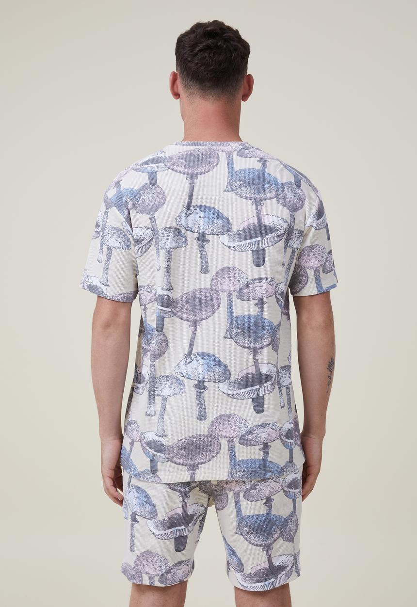 Cotton On - Lounge short - bone/mushroom waffle