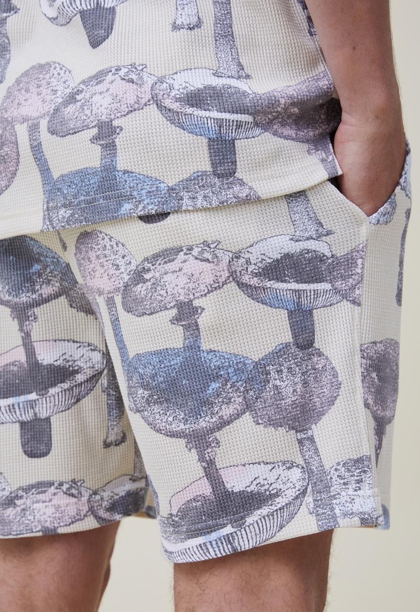 Cotton On - Lounge short - bone/mushroom waffle