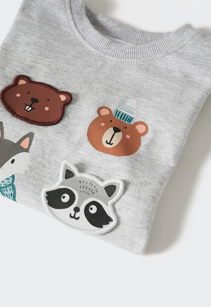 MANGO - T-shirt  party - grey