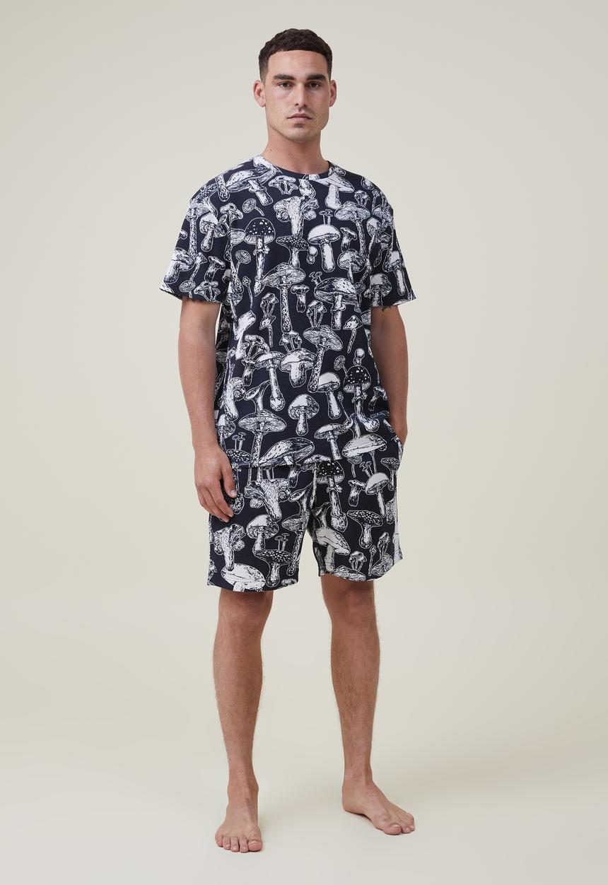 Cotton On - Lounge T-shirt - washed black/mushroom waffle