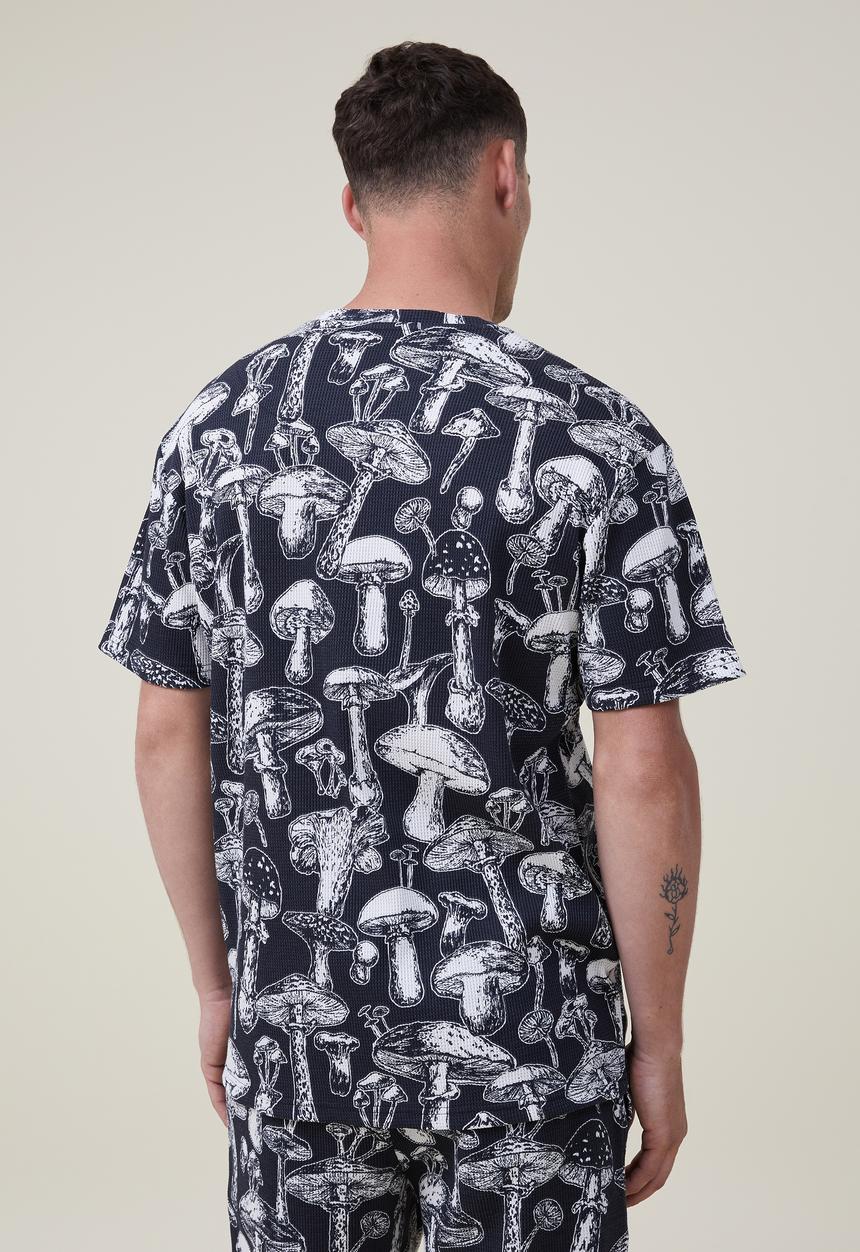 Cotton On - Lounge T-shirt - washed black/mushroom waffle