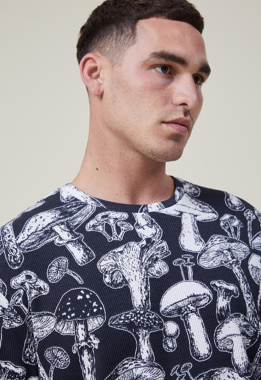 Cotton On - Lounge T-shirt - washed black/mushroom waffle