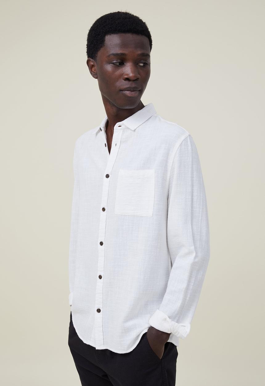 Cotton On - Portland long sleeve shirt - vintage white cheesecloth