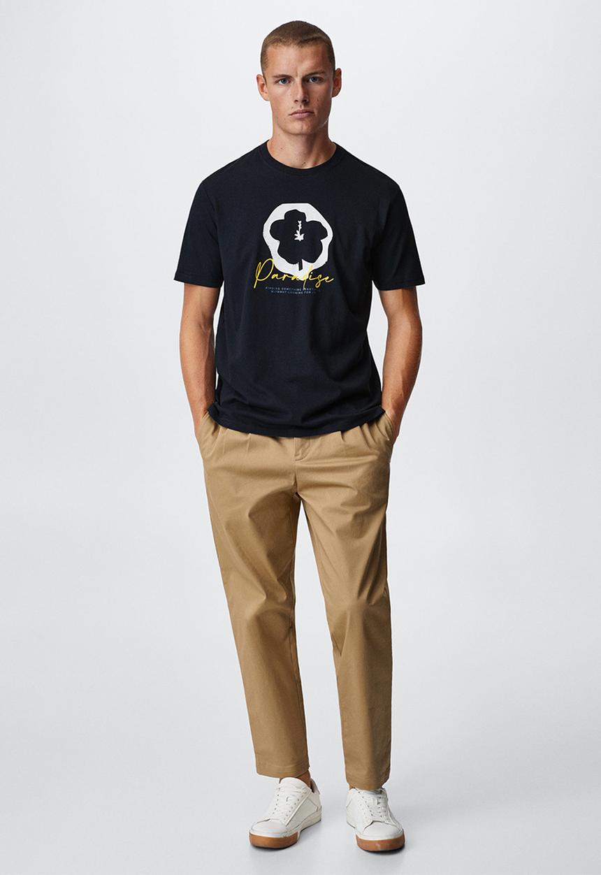 MANGO - T-shirt paradise-h - navy
