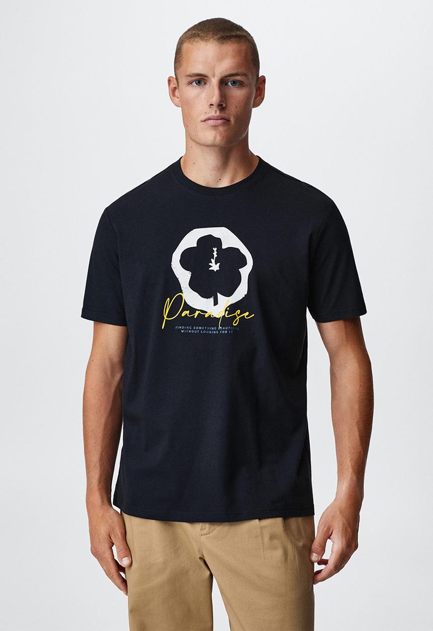 MANGO - T-shirt paradise-h - navy