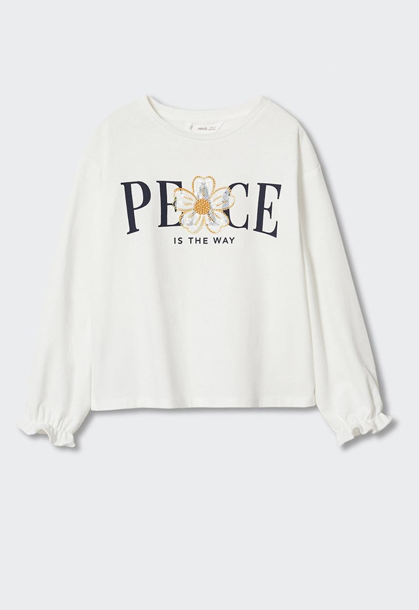 MANGO - T-shirt peace - white