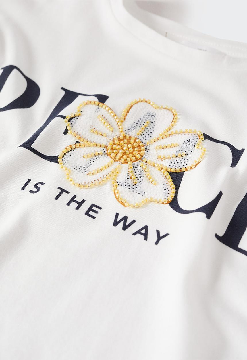 MANGO - T-shirt peace - white