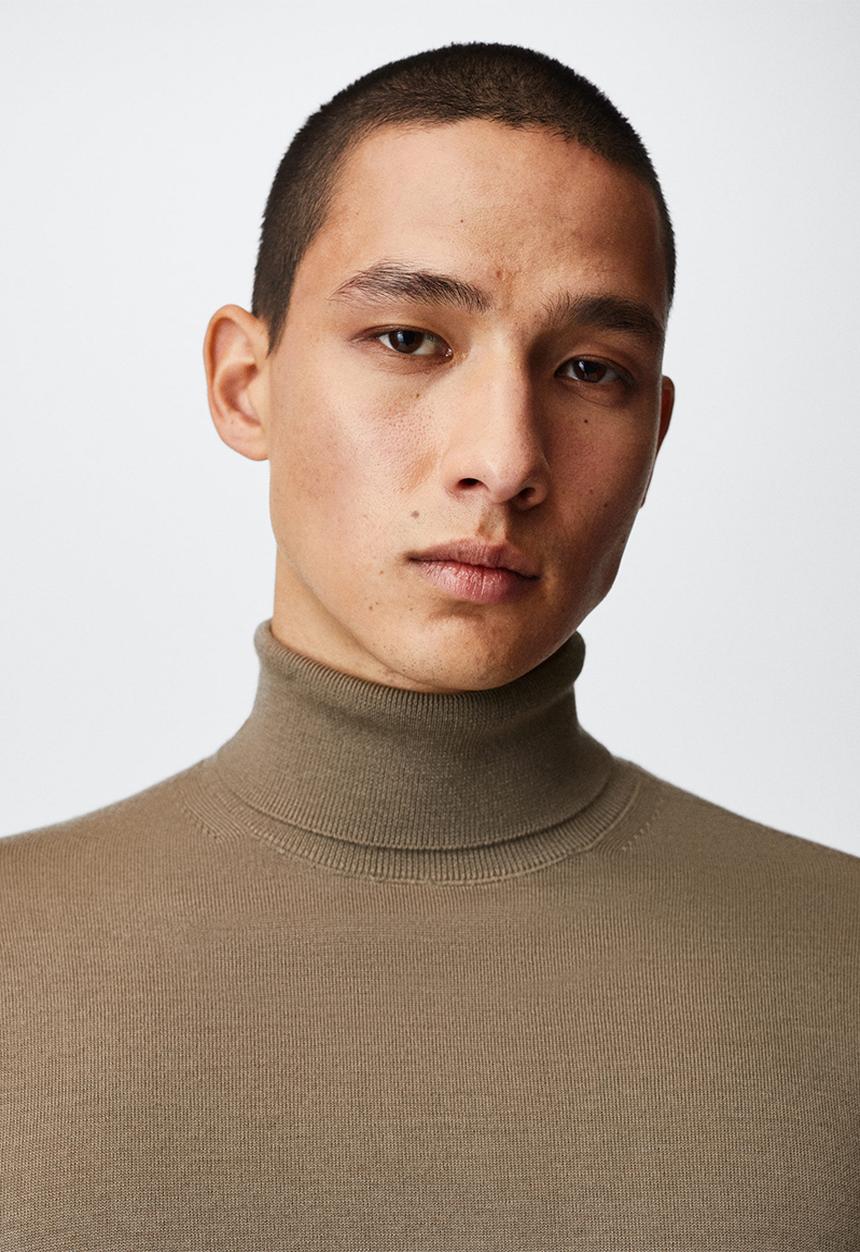 MANGO - Turtleneck wool sweater willyt - medium brown