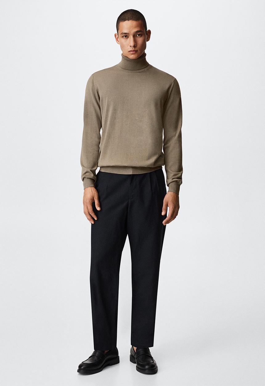 MANGO - Turtleneck wool sweater willyt - medium brown