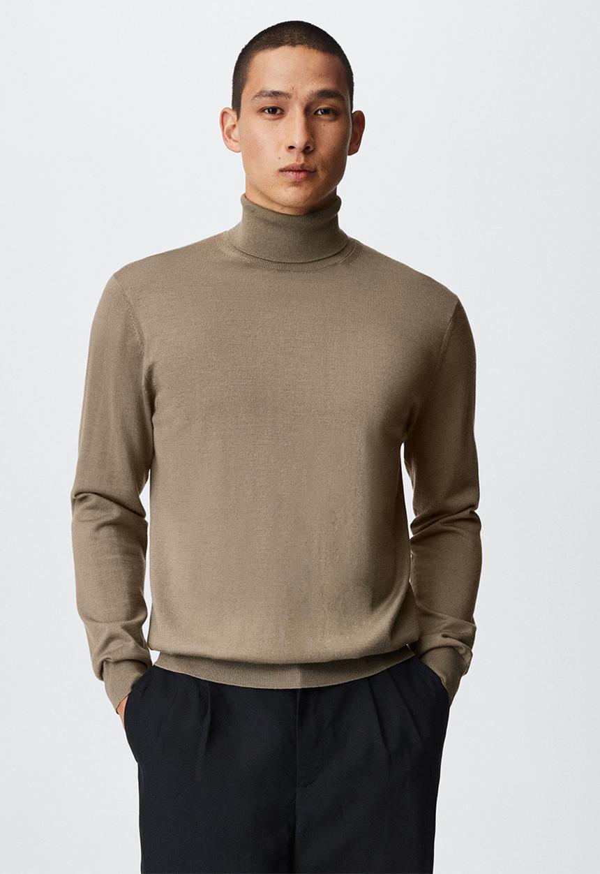 MANGO - Turtleneck wool sweater willyt - medium brown