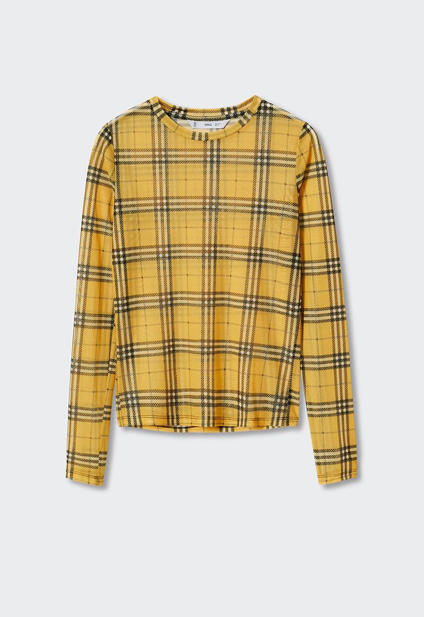 MANGO - T-shirt tartan - yellow
