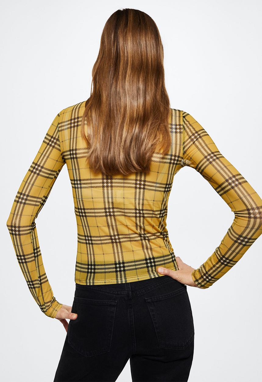 MANGO - T-shirt tartan - yellow