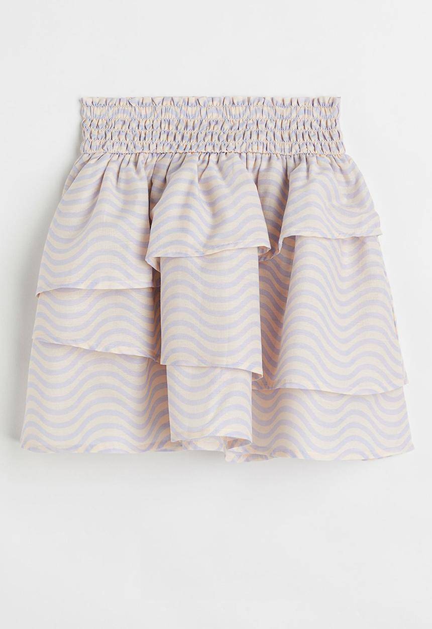 H&M - Tiered skirt - light pink/patterned