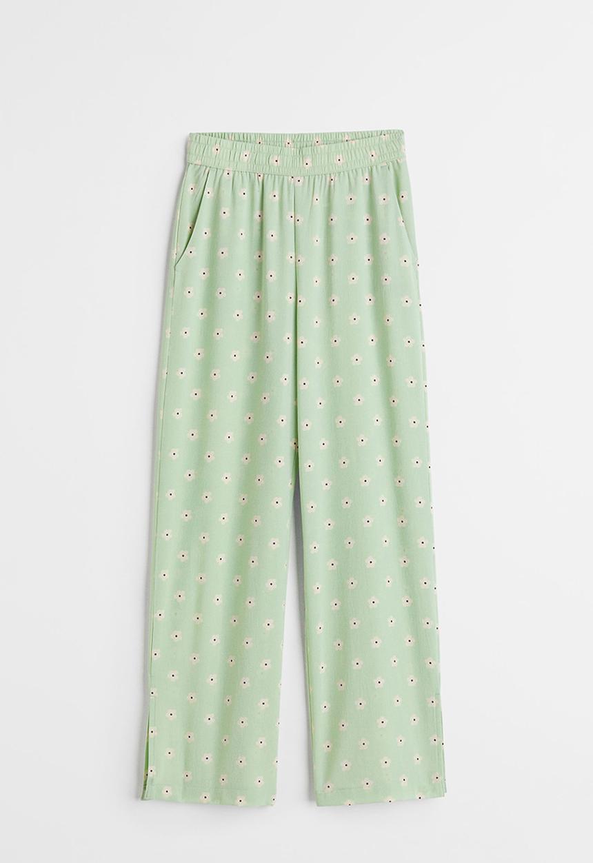 H&M - Wide trousers - mint green/floral