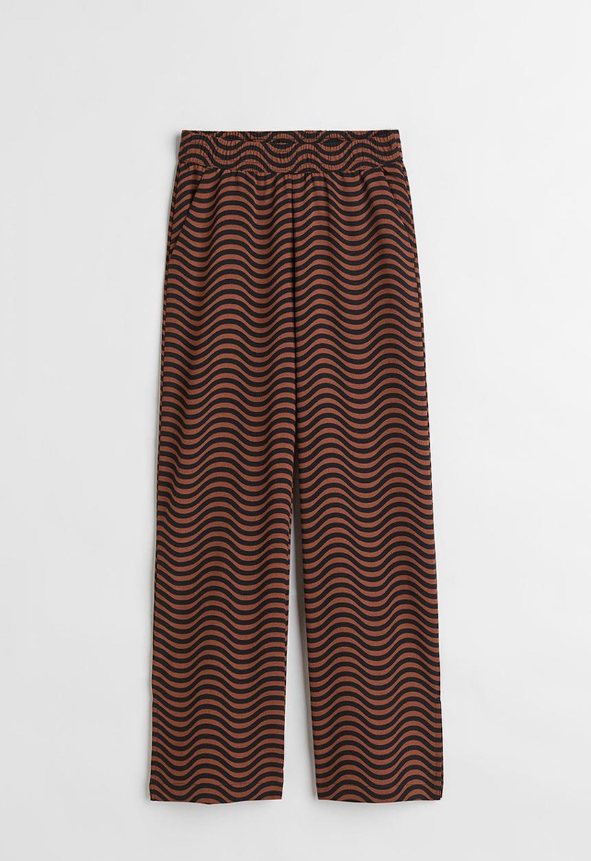 H&M - Wide trousers - dark brown/patterned