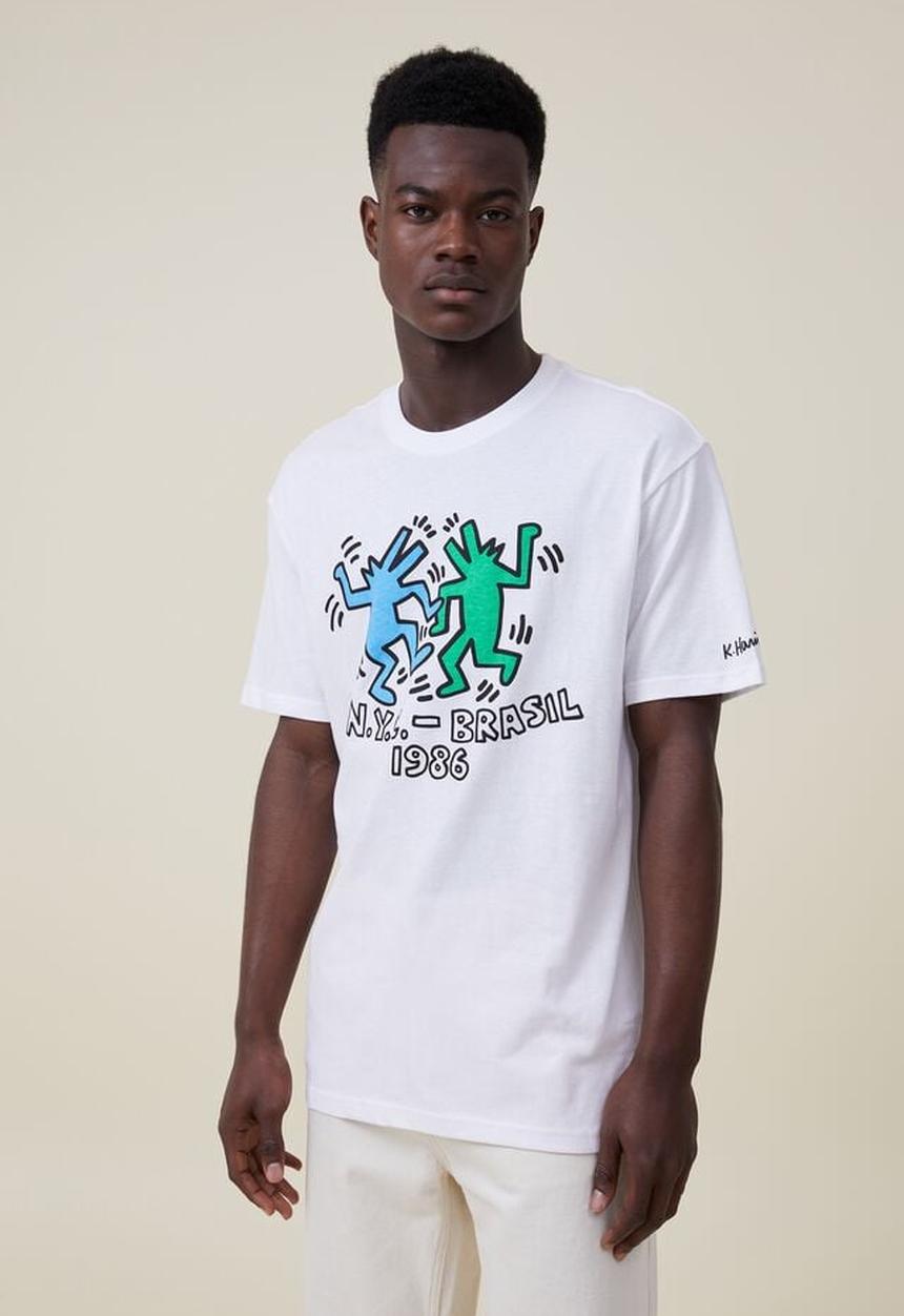 Cotton On - keith haring loose fit t-shirt - lcn kei white/keith haring 