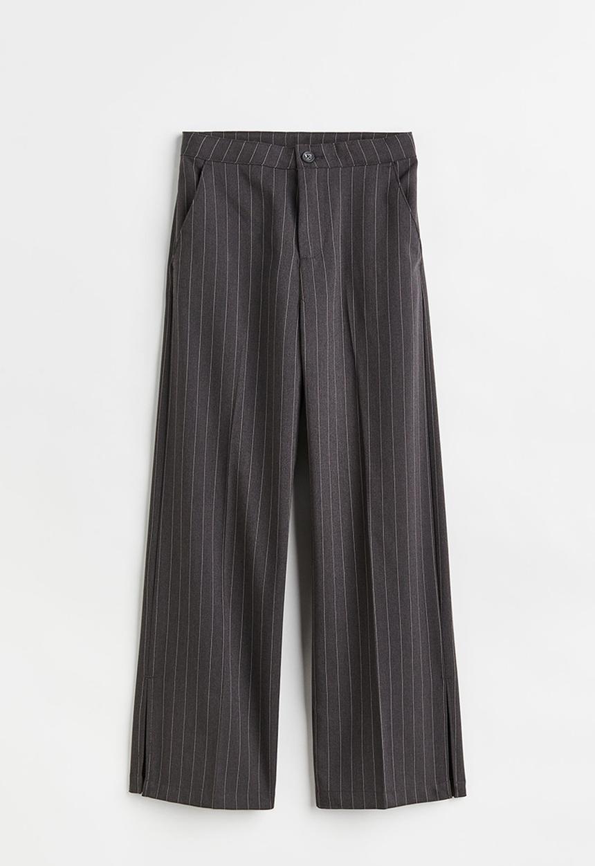 H&M - Tailored trousers - dark grey/pinstriped