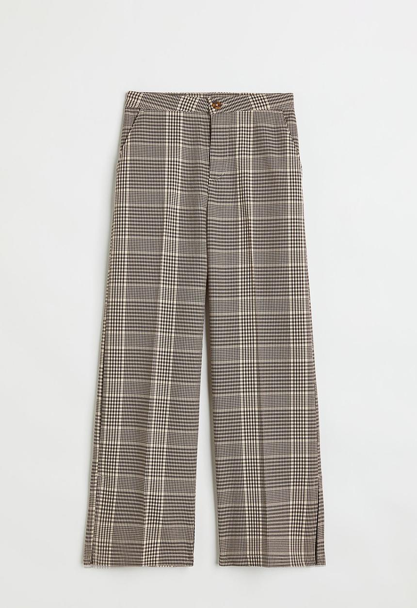 H&M - Tailored trousers - light beige/checked