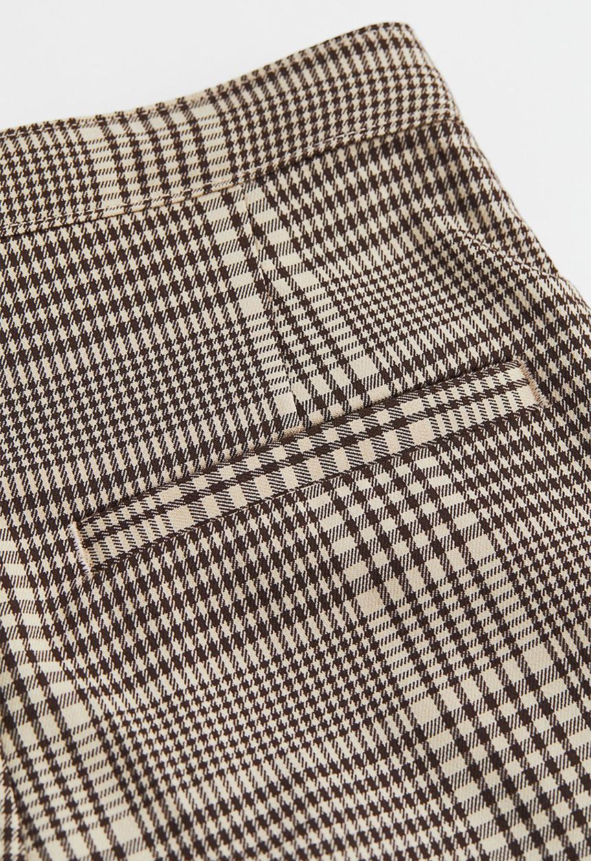 H&M - Tailored trousers - light beige/checked