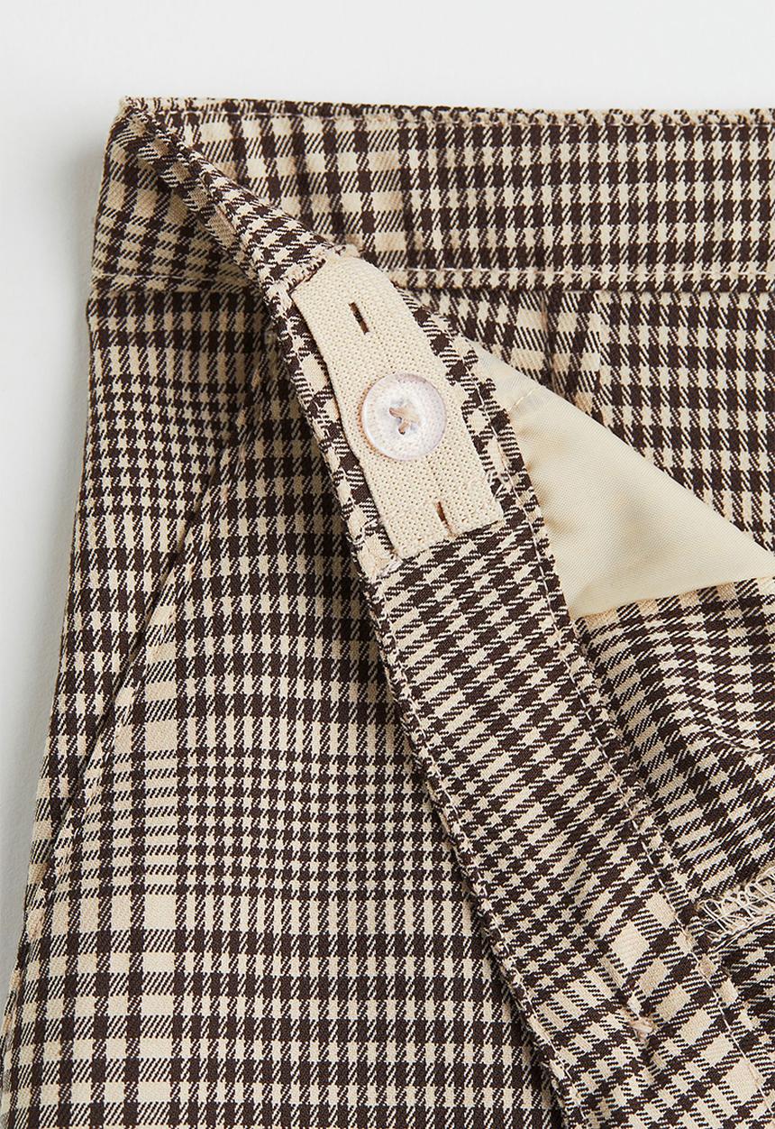 H&M - Tailored trousers - light beige/checked