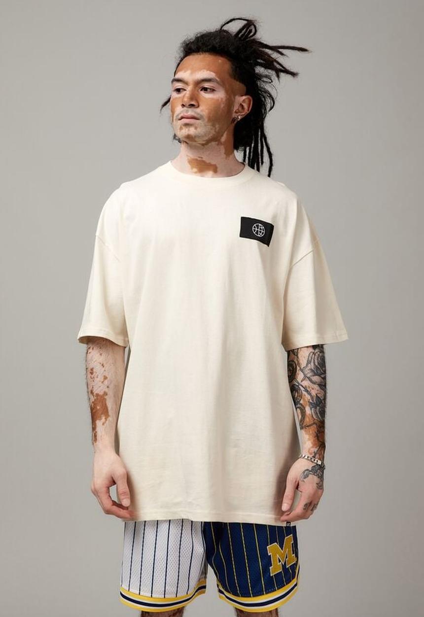 Factorie - OVERSIZED GRAPHIC T SHIRT - IVORY/UNIFIED TECH