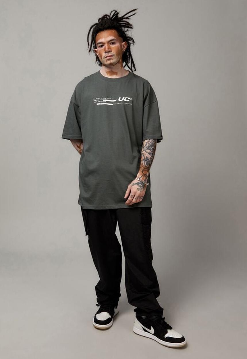 Factorie - OVERSIZED GRAPHIC T SHIRT - STORM GREEN/UNIFIED TECH
