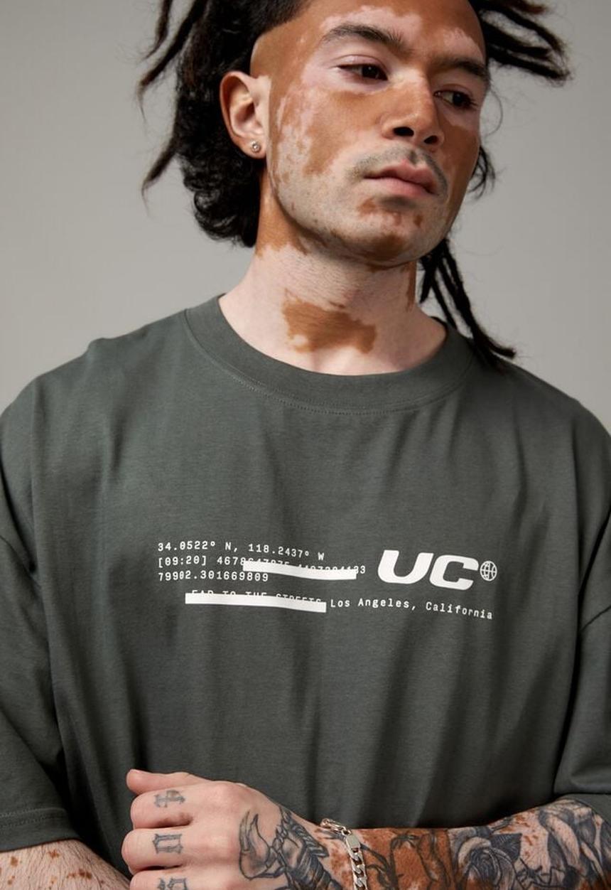Factorie - OVERSIZED GRAPHIC T SHIRT - STORM GREEN/UNIFIED TECH
