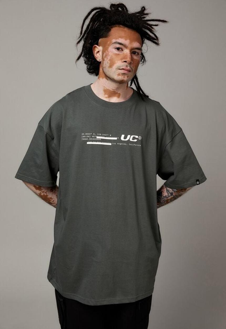 Factorie - OVERSIZED GRAPHIC T SHIRT - STORM GREEN/UNIFIED TECH