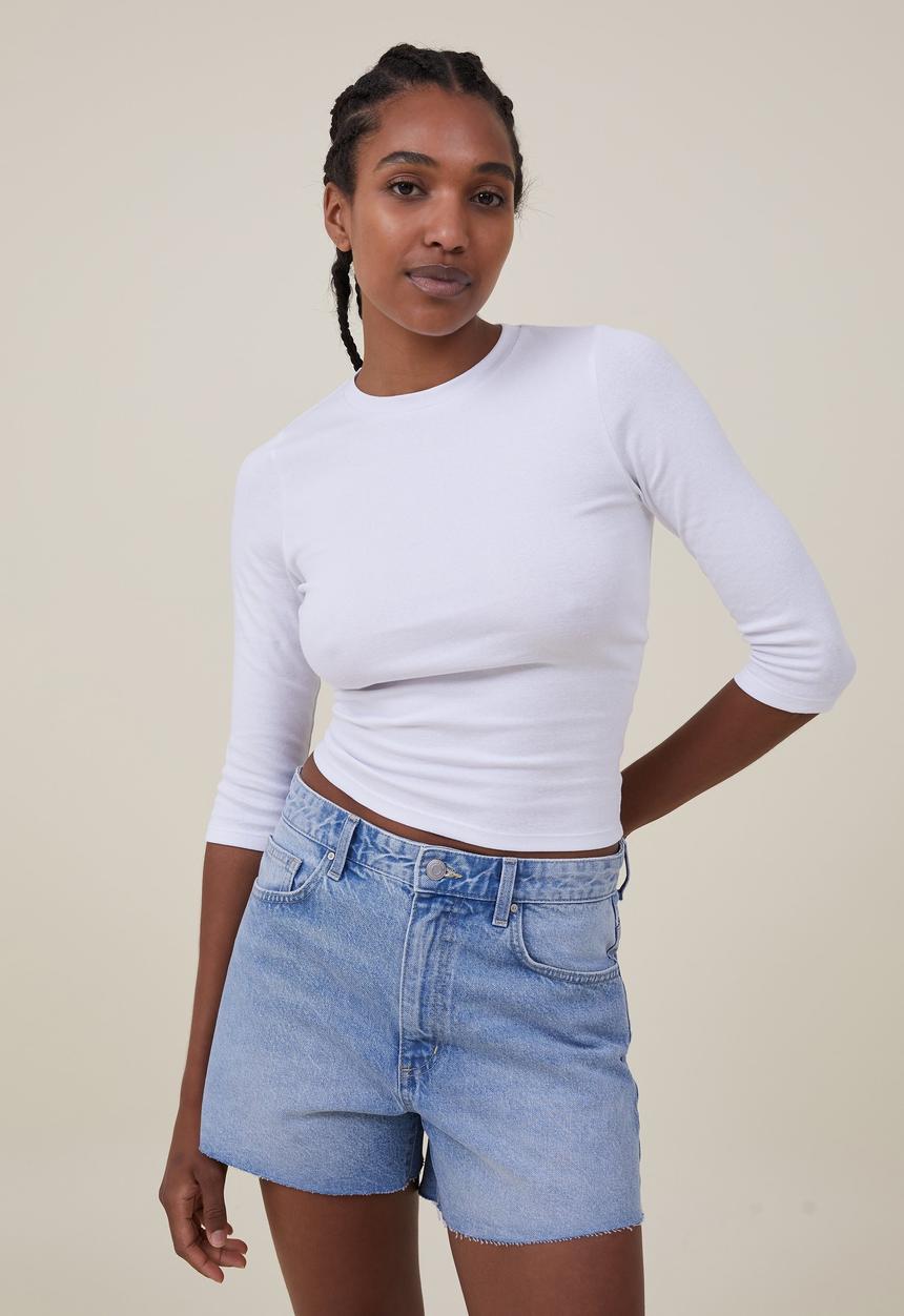 Cotton On - Jamie 3/4 sleeve top - white