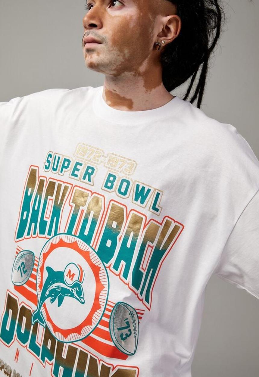 Factorie - OVERSIZED NFL SUPERBOWL T SHIRT - LCN WHITE/DOLPHINS SUPER BOWL