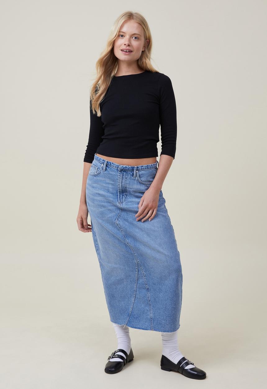 Cotton On - Jamie 3/4 sleeve top - black