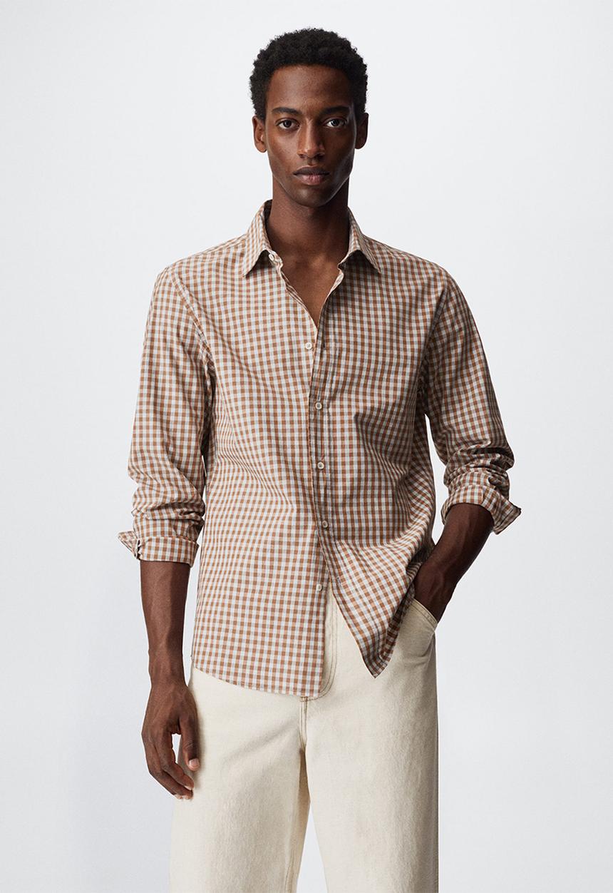MANGO - Shirt vichy - brown