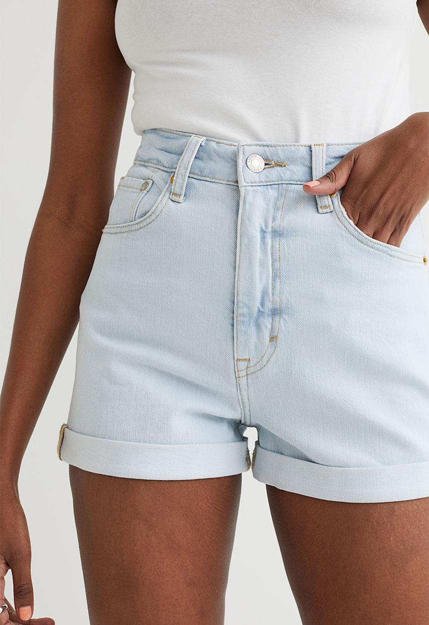 H&M - Mom ultra high denim shorts - light denim blue