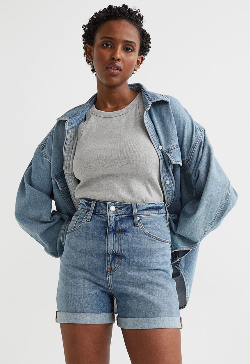 H&M - Mom ultra high denim shorts - denim blue