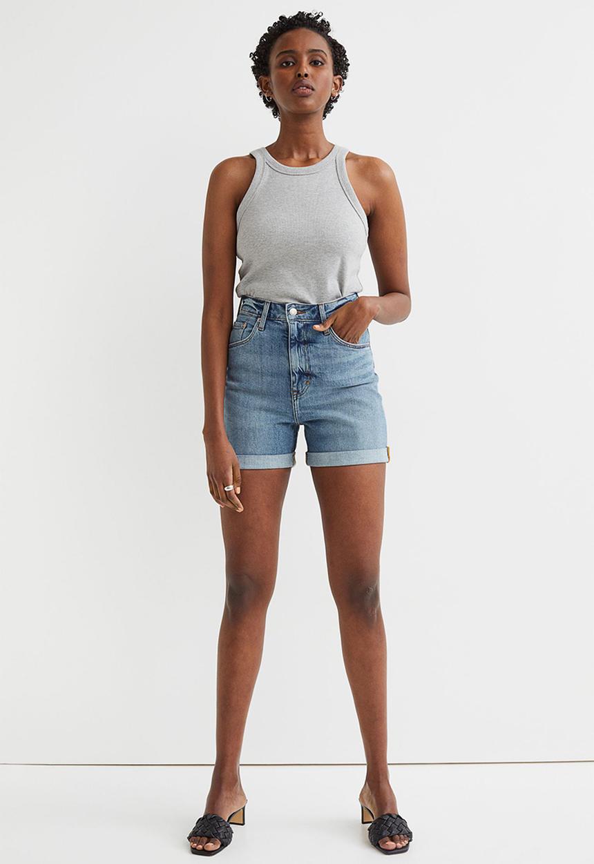 H&M - Mom ultra high denim shorts - denim blue
